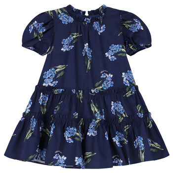 Girls Navy Blue Floral Dress